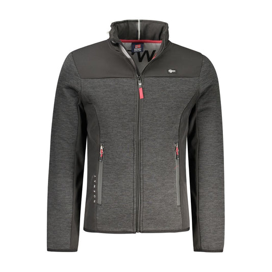 Hooded Overcoat by Norway 1963 for men in polyester black, gray & signature showcases a architectural silhouette, artfully detailed with a distinctive hooded neckline and functional pockets & hooded for a architectural finish.