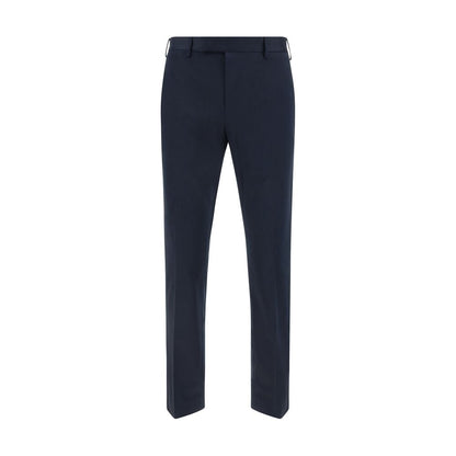 Casual Pants by PT Torino for men in stretch cotton blue features an refined tailoring silhouette, showcasing a premium regular-fit with a and long cut for a refined tailoring look.