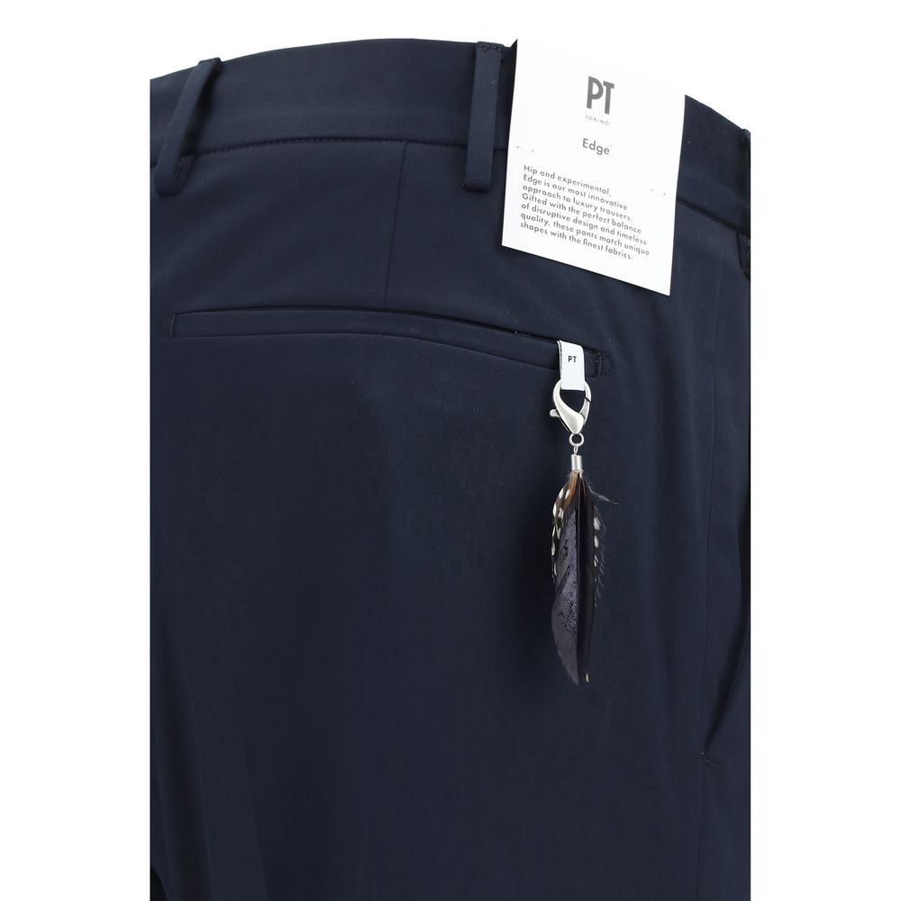 Casual Pants by PT Torino for men in stretch cotton blue presents a tailored silhouette, showcasing a tailored regular-fit and long cut with a refined for a truly tailored aesthetic.
