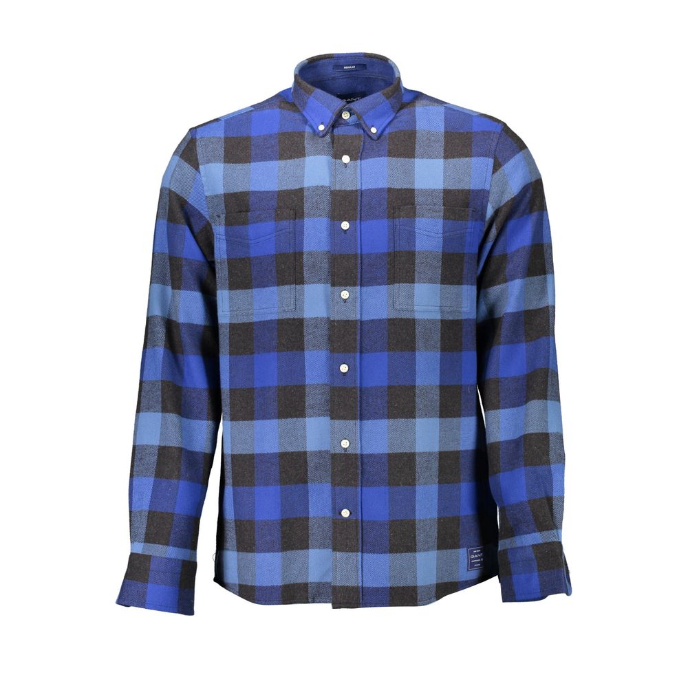 Shirt by Gant for men in cotton blue features an polished silhouette, showcasing a sophisticated button-down-collar neckline and long-sleeve detail for a truly polished finish.