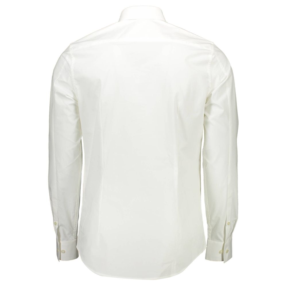 Shirt by Calvin Klein for men in stretch cotton white, featuring a nuanced and nuanced for a sophisticated finish.