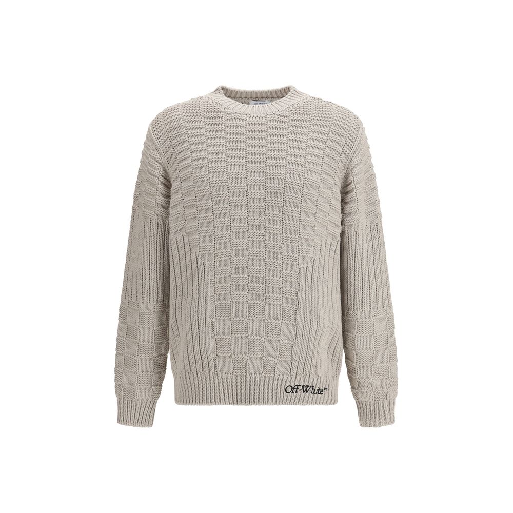 Sweatshirt by Off-White for men in cotton beige & white features an enviable silhouette, showcasing a premium and refined crew neckline for a truly enviable finish.
