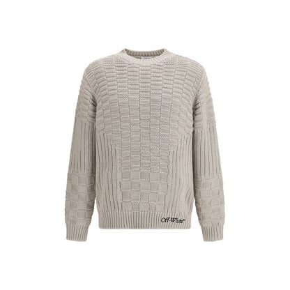 Sweatshirt by Off-White for men in cotton beige & white features an enviable silhouette, showcasing a premium and refined crew neckline for a truly enviable finish.