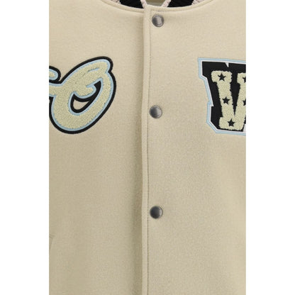Bomber Jacket by Off-White for men in wool polyester polyamide leather beige & white features a city-ready silhouette, detailed with and a city-ready .