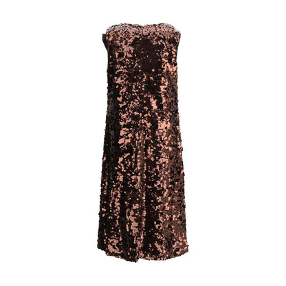 Dress by Ganni for women in polyester velvet & sequins brown & patterned features an cute silhouette, detailed with a and that elegantly flows into a cute maxi midi.