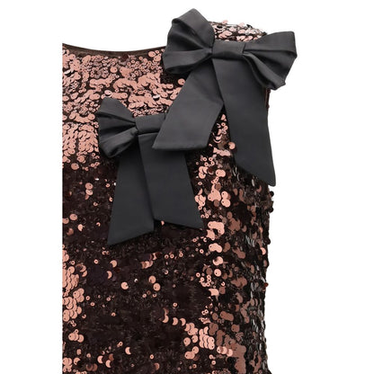 Dress by Ganni for women in polyester velvet & sequins brown & patterned showcases a striking silhouette, elegantly detailed with a , refined , and a striking maxi midi for a striking finish.