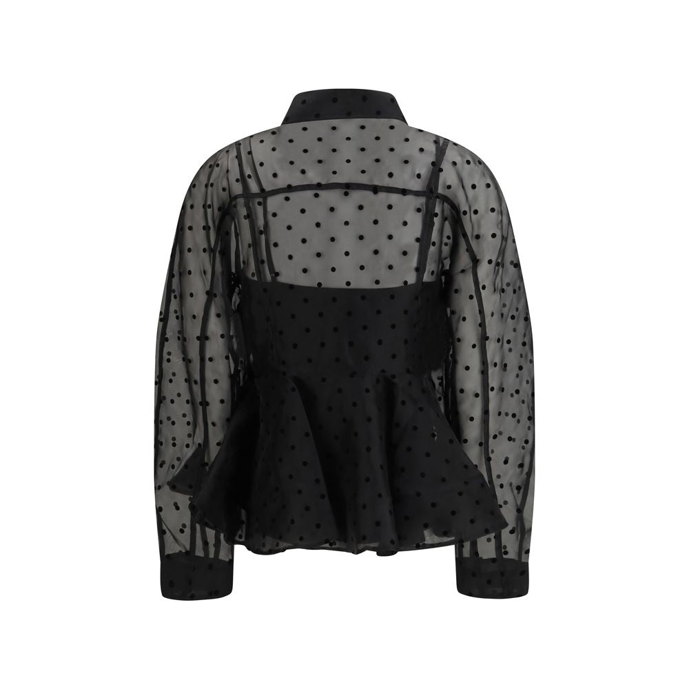 Shirt by Ganni for women in polyester black & patterned showcases a sublime silhouette, artfully detailed with a sublime and for a sophisticated, sublime finish.