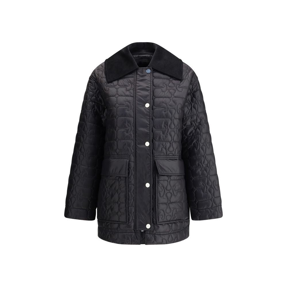 Puffer Jacket by Ganni for women in nylon corduroy gray presents a effortlessly chic silhouette, showcasing a sophisticated and premium pockets & insulated for a truly effortlessly chic finish.