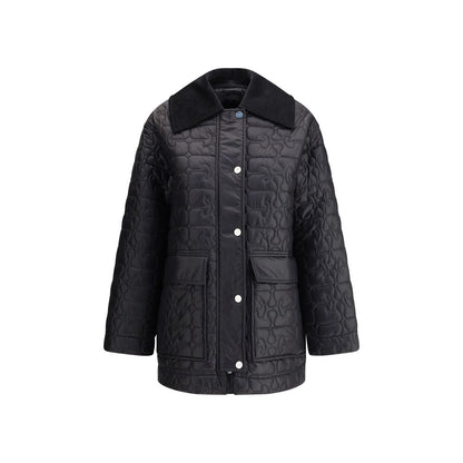 Puffer Jacket by Ganni for women in nylon corduroy gray presents a effortlessly chic silhouette, showcasing a sophisticated and premium pockets & insulated for a truly effortlessly chic finish.