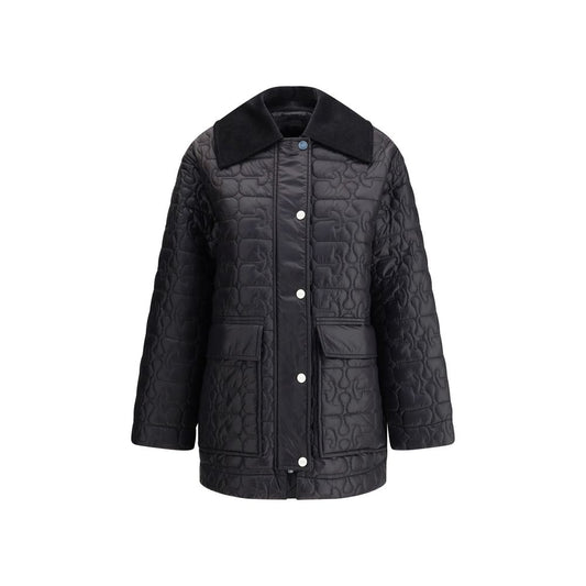 Puffer Jacket by Ganni for women in nylon corduroy gray presents a effortlessly chic silhouette, showcasing a sophisticated and premium pockets & insulated for a truly effortlessly chic finish.