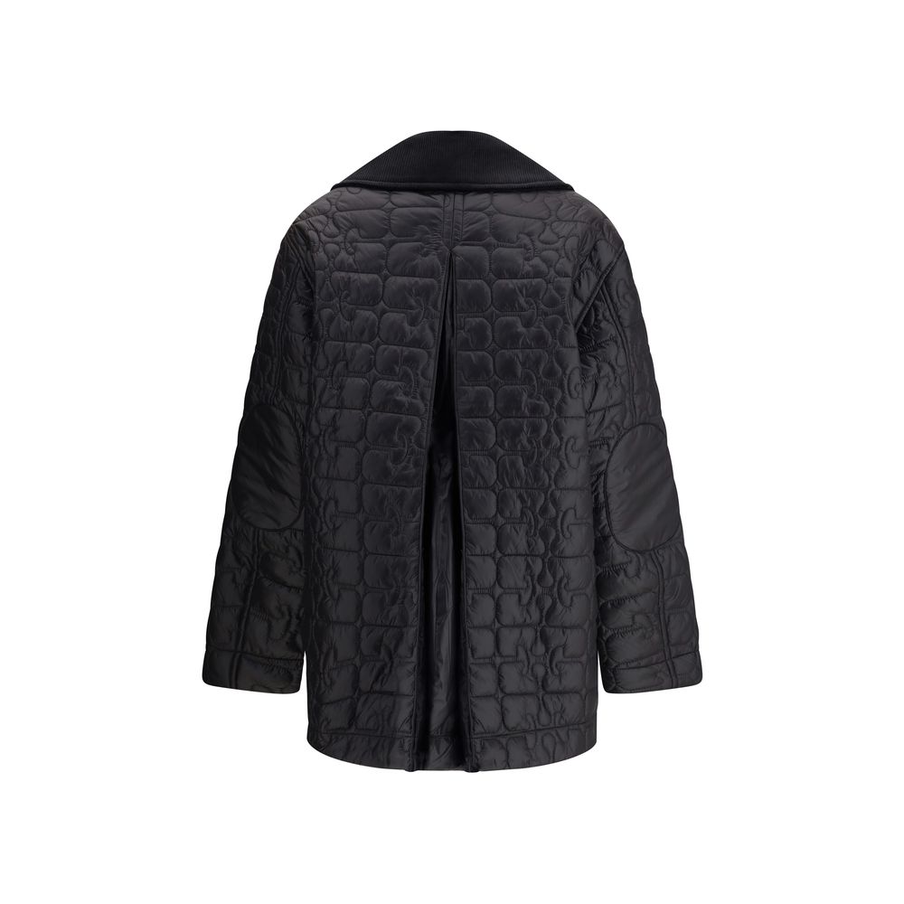 Puffer Jacket by Ganni for women in nylon corduroy gray showcases a bohemian silhouette, artfully detailed with a bohemian and signature pockets & insulated for a truly bohemian finish.