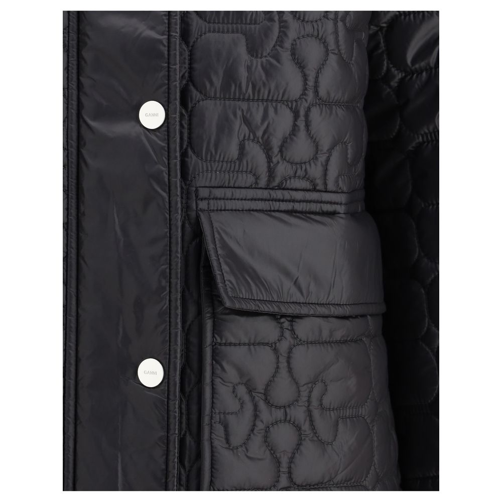Puffer Jacket by Ganni for women in nylon corduroy gray features a dramatic silhouette, showcasing a sophisticated and distinctive pockets & insulated for a dramatic aesthetic.