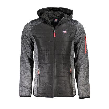 Hooded Windbreaker Jacket by Norway 1963 for men in polyester gray presents a resilient silhouette, artfully detailed with a sophisticated hooded neckline and functional pockets, hooded & windproof for a resilient finish.