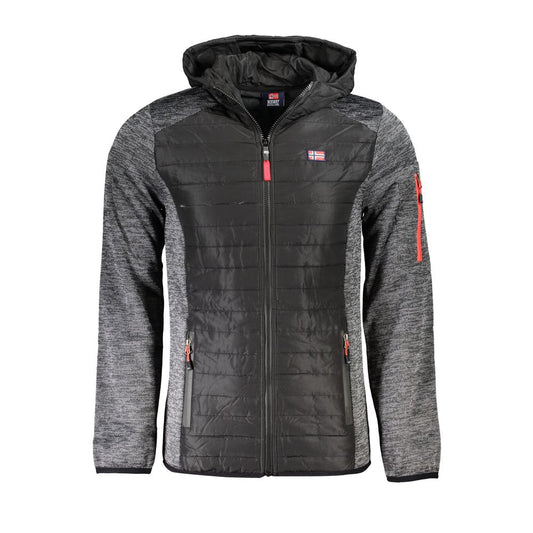 Hooded Windbreaker Jacket by Norway 1963 for men in polyester gray presents a resilient silhouette, artfully detailed with a sophisticated hooded neckline and functional pockets, hooded & windproof for a resilient finish.