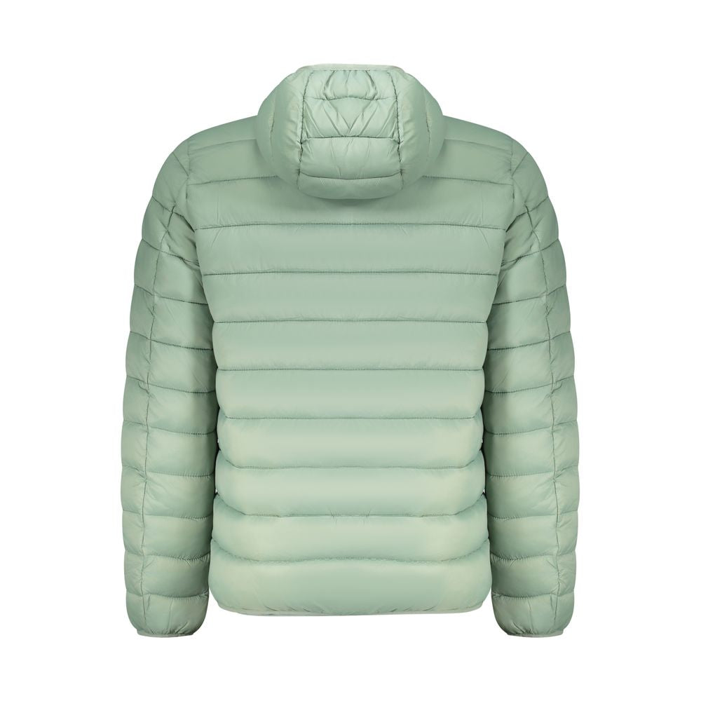 Hooded Windbreaker Jacket by Norway 1963 for men in polyamide green, yellow & signature features an perennial silhouette with a refined hooded neckline and perennial pockets, hooded & windproof for a sophisticated weather-resistant look.