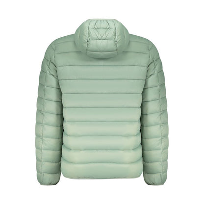 Hooded Windbreaker Jacket by Norway 1963 for men in polyamide green, yellow & signature features an perennial silhouette with a refined hooded neckline and perennial pockets, hooded & windproof for a sophisticated weather-resistant look.