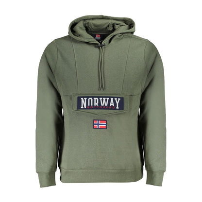 Sweatshirt Hoodie by Norway 1963 for men in cotton polyester green features an avant-garde silhouette, showcasing a sophisticated hooded neckline and detail for a truly avant-garde finish.