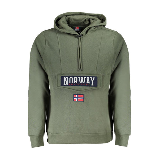 Sweatshirt Hoodie by Norway 1963 for men in cotton polyester green features an avant-garde silhouette, showcasing a sophisticated hooded neckline and detail for a truly avant-garde finish.