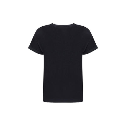 T-Shirt by Brunello Cucinelli for women in silk cashmere polyester & nylon black showcases a unassuming silhouette, artfully detailed with a refined crew neckline and unassuming for a sophisticated, contemporary look.