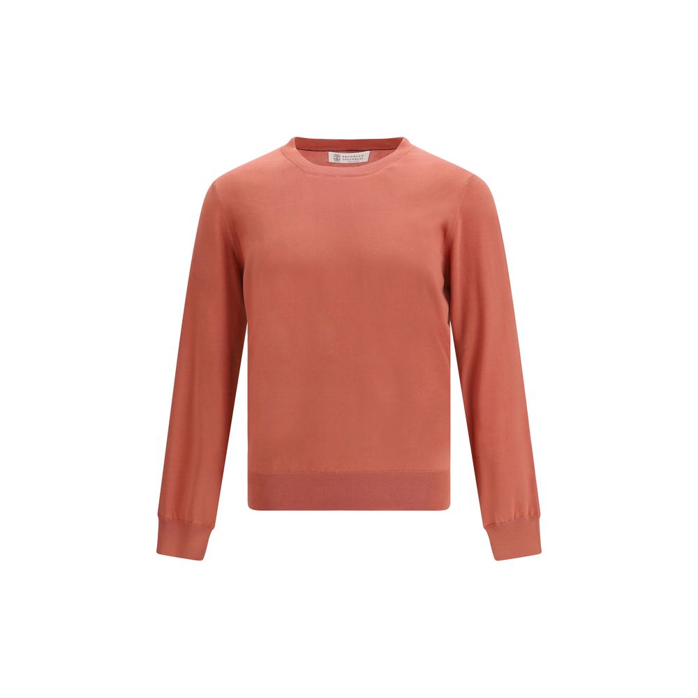 Sweatshirt by Brunello Cucinelli for men in cotton natural & orange features a unrivaled silhouette with a refined round neckline and unrivaled detailing for a sophisticated look.