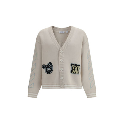 Cardigan by Off-White for men in cotton beige, white & patterned features an impeccable silhouette, showcasing a sophisticated and detail for a truly impeccable finish.