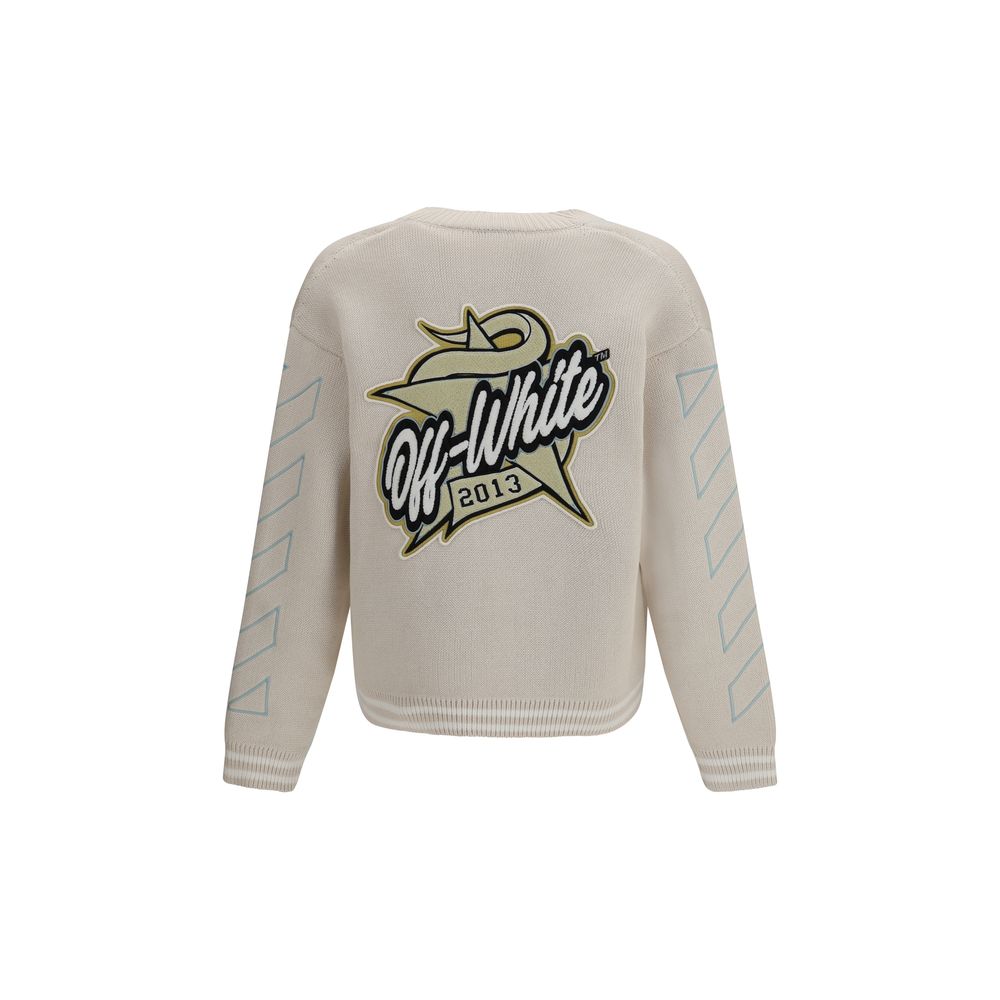 Cardigan by Off-White for men in cotton beige, white & patterned showcases a captivating silhouette, artfully detailed with a captivating and for a truly sophisticated captivating look.