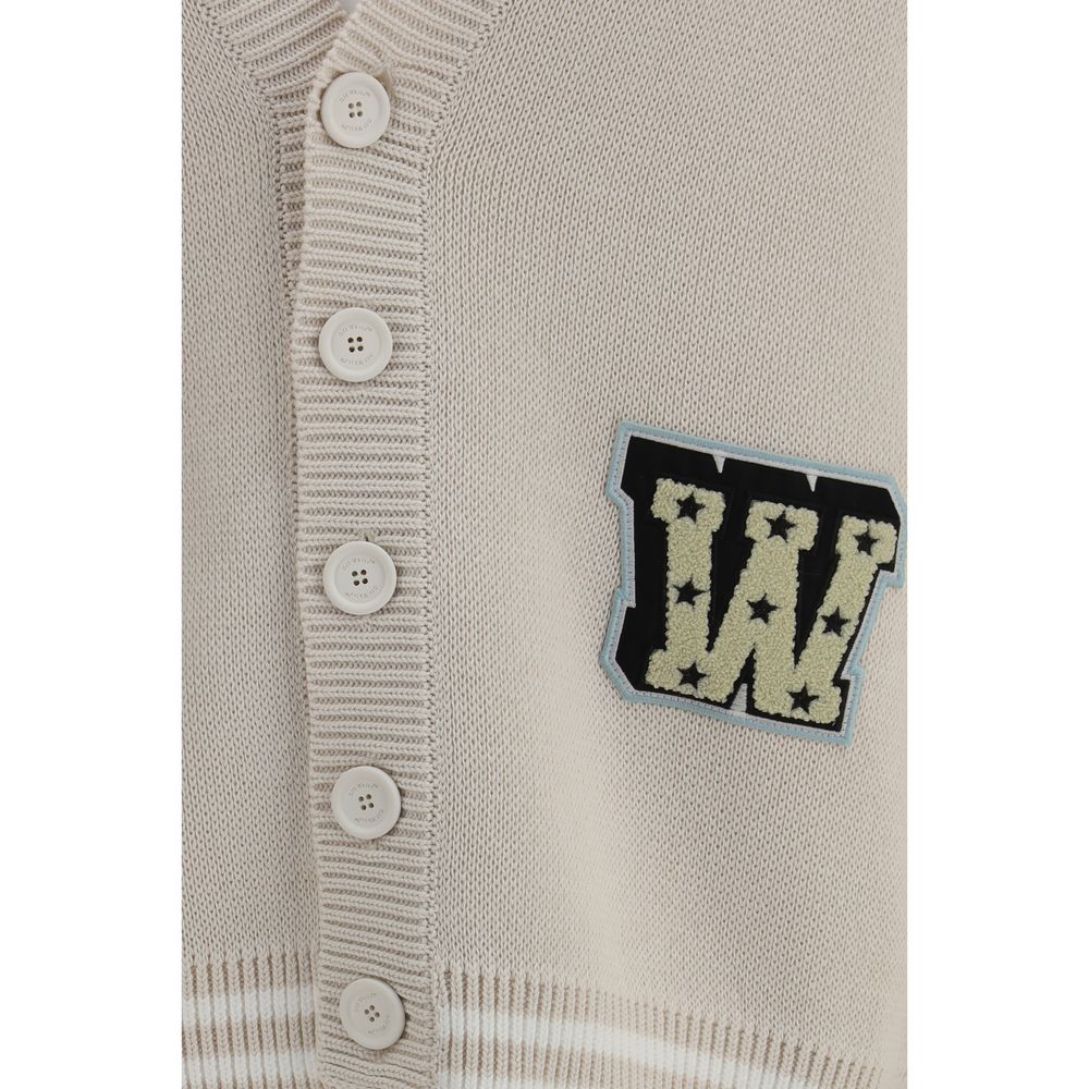 Cardigan by Off-White for men in cotton beige, white & patterned features an crisp silhouette, showcasing a sophisticated and detail for a truly crisp finish.
