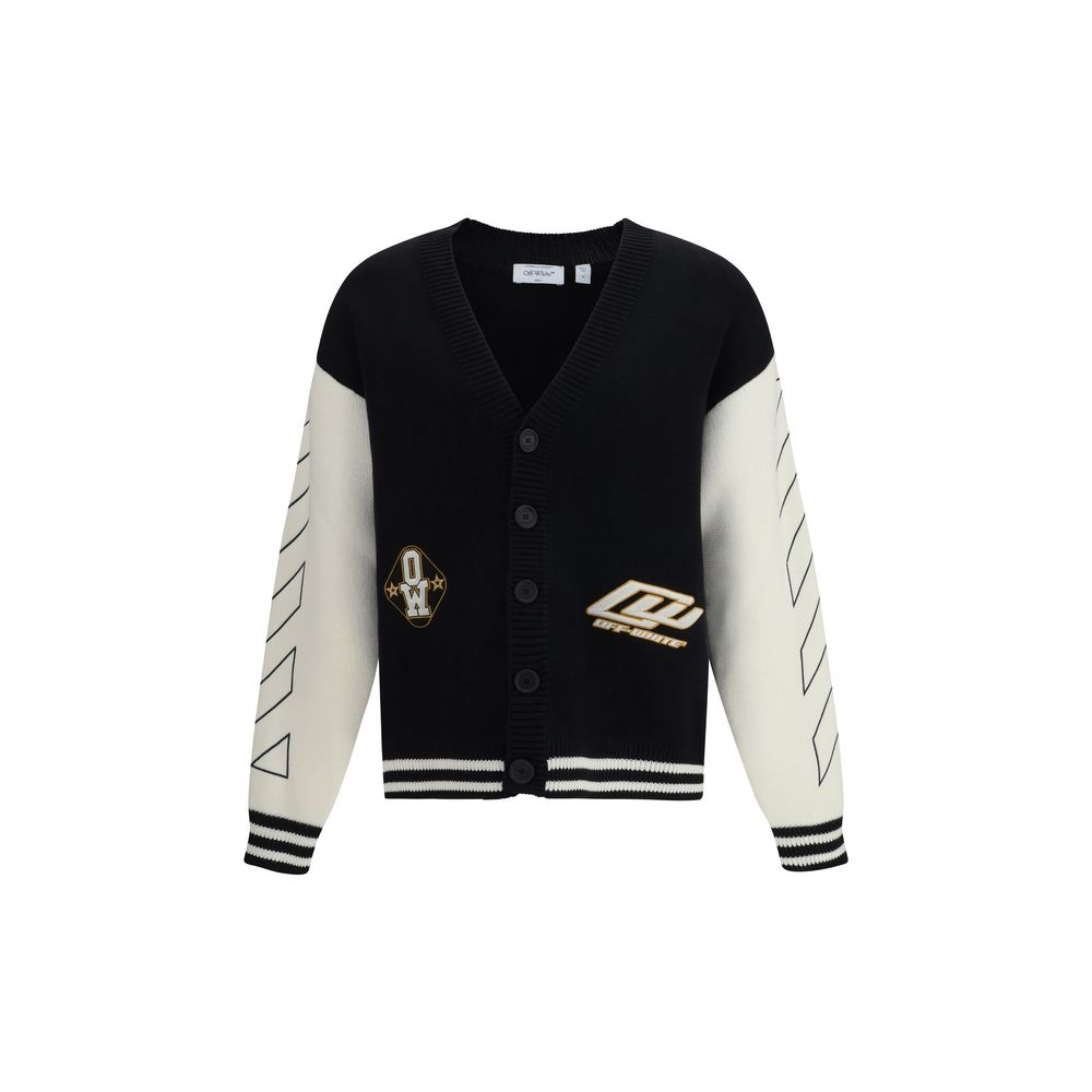 Cardigan by Off-White for men in cotton black, white & patterned features a nuanced silhouette with a refined and nuanced detailing for a sophisticated look.