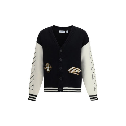 Cardigan by Off-White for men in cotton black, white & patterned features a nuanced silhouette with a refined and nuanced detailing for a sophisticated look.