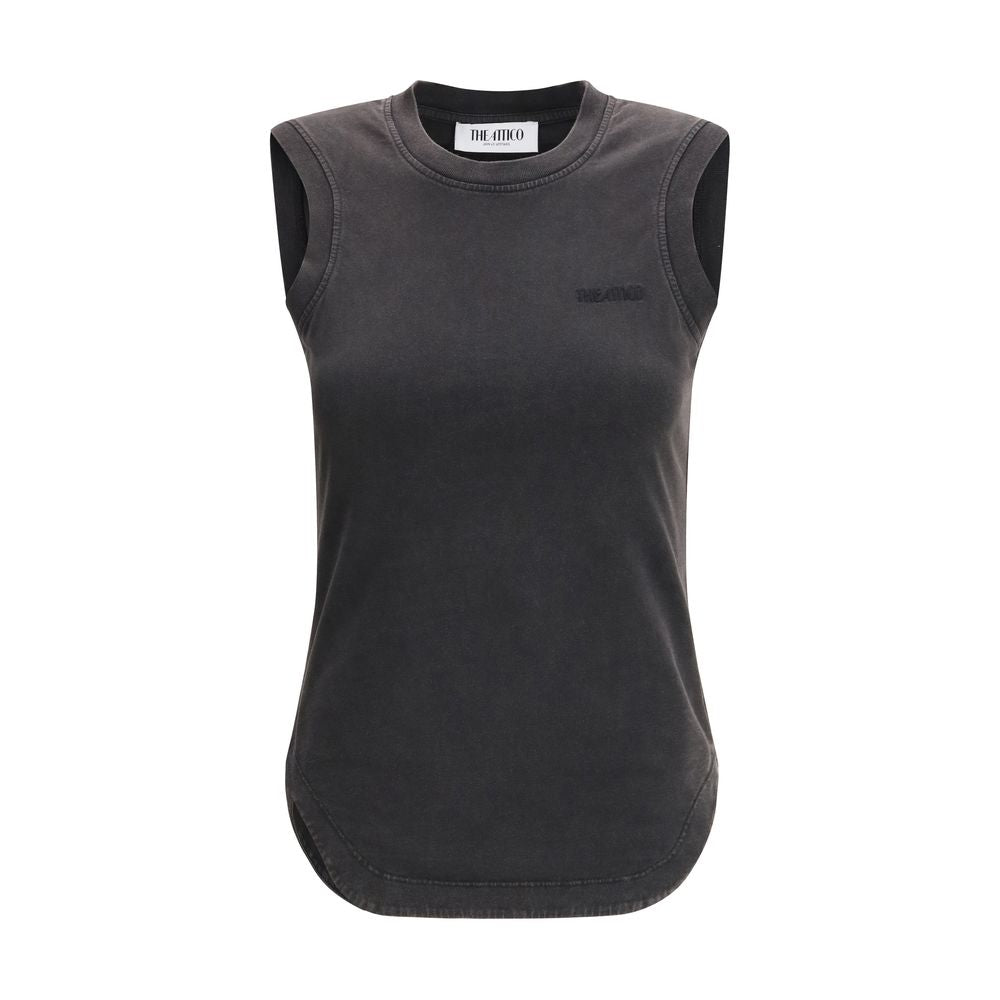 Activewear T-Shirt by The Attico for women in cotton black features a dynamic silhouette with sleeveless and enhanced by functional .