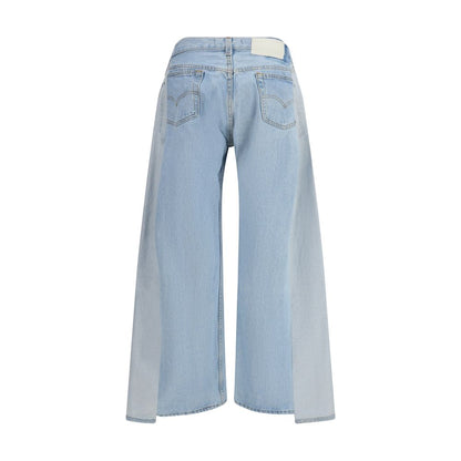 Jeans by E.L.V. DENIM for women in denim cotton blue features a refined silhouette with a refined regular-fit & wide, defined by a low rise and a refined long for a refined finish.