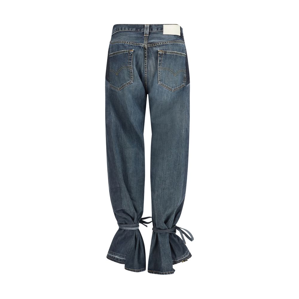 Jeans by E.L.V. DENIM for women in denim cotton gray presents a tailored silhouette, showcasing a tailored straight-leg & regular-fit and long cut with a refined high rise for a truly tailored aesthetic.
