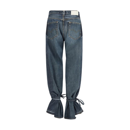 Jeans by E.L.V. DENIM for women in denim cotton gray presents a tailored silhouette, showcasing a tailored straight-leg & regular-fit and long cut with a refined high rise for a truly tailored aesthetic.