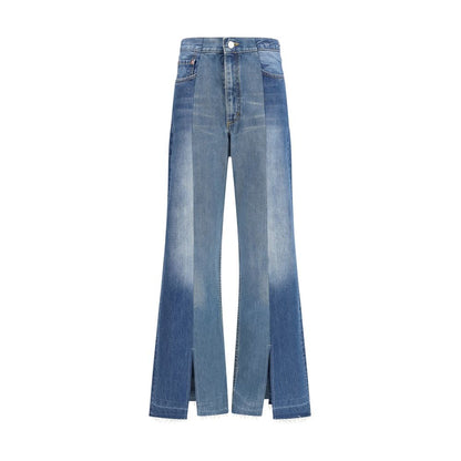 Jeans by E.L.V. DENIM for women in denim cotton blue features an sartorial flared & regular-fit and long with a cut for a sartorial finish.