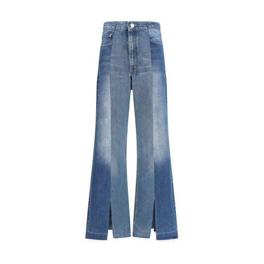 Jeans by E.L.V. DENIM for women in denim cotton blue features an sartorial flared & regular-fit and long with a cut for a sartorial finish.