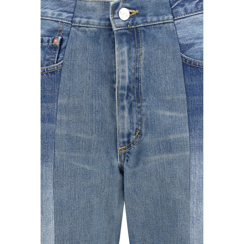 Jeans by E.L.V. DENIM for women in denim cotton blue features a polished silhouette with a polished flared & regular-fit, reaching a polished long and finished with a polished .