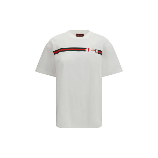 T-Shirt by Gucci for women in cotton white & print features an on trend silhouette, perfectly showcasing a on trend and crew neckline for an elevated aesthetic.