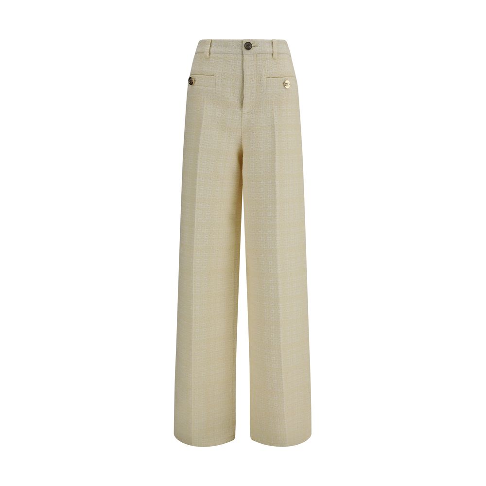 Gucci Gg Women's Regular Fit Cotton Tweed Polyamide & Wool Casual Pants - Beige Ivory Patterned