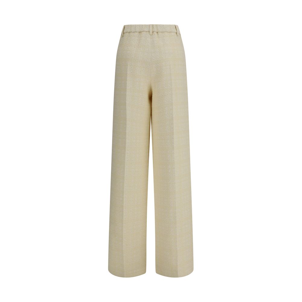 Gucci Gg Women's Regular Fit Cotton Tweed Polyamide & Wool Casual Pants - Beige Ivory Patterned