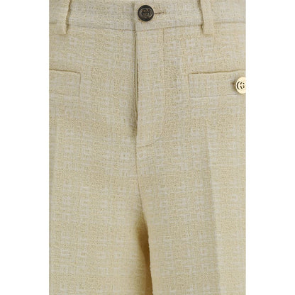 Gucci Gg Women's Regular Fit Cotton Tweed Polyamide & Wool Casual Pants - Beige Ivory Patterned
