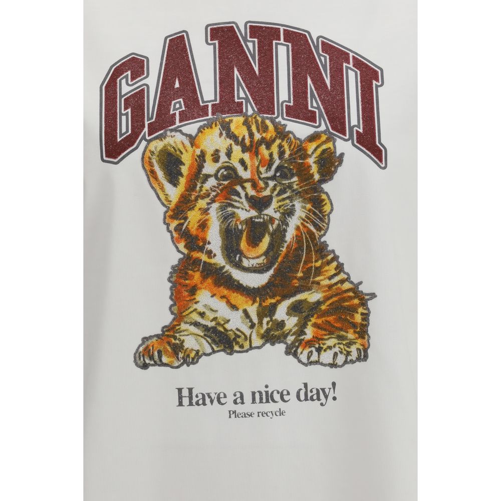T-Shirt by Ganni for women in cotton white & print features an on trend silhouette, perfectly showcasing a on trend and for an elevated aesthetic.