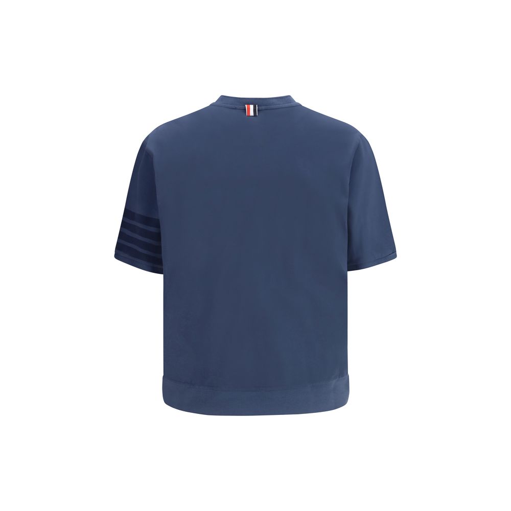 Activewear T-Shirt by Thom Browne for men in cotton blue & signature features an ergonomic design with , highlighting a ergonomic length and ergonomic crew neckline for a high-performance look.