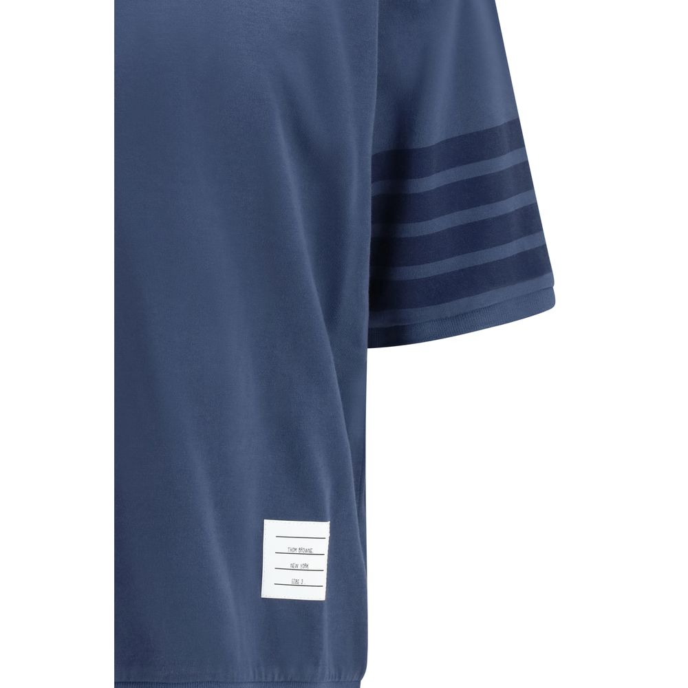 Activewear T-Shirt by Thom Browne for men in cotton blue & signature features a sporty silhouette with and , showcasing innovative for a sporty finish.
