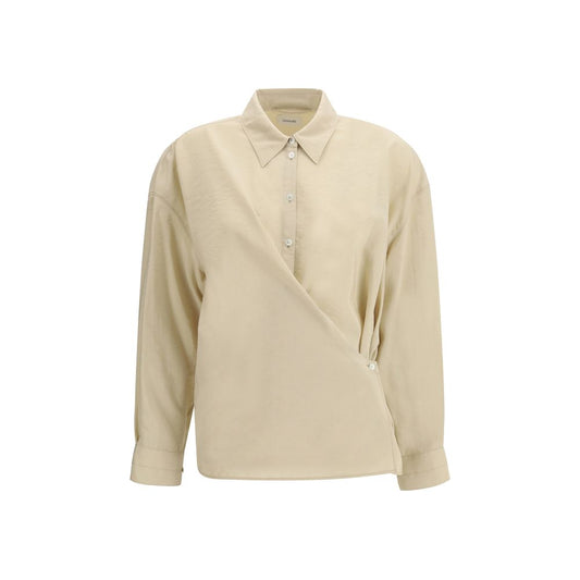 Dress Shirt by Lemaire for women in polyamide & silk beige showcases a sublime silhouette, artfully detailed with a sublime and long-sleeve for a sophisticated, sublime finish.