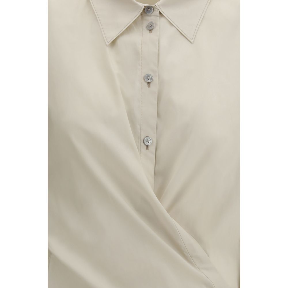 Dress Shirt by Lemaire for women in cotton & silk beige features an architectural silhouette with a refined and elegant for a architectural look.