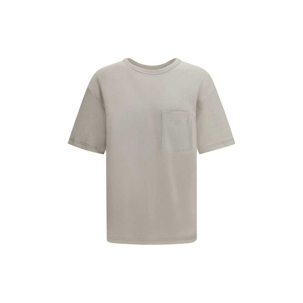 T-Shirt by Lemaire for men in linen & cotton beige showcases a dramatic silhouette, elegantly detailed with a dramatic crew neckline and for a truly dramatic finish.