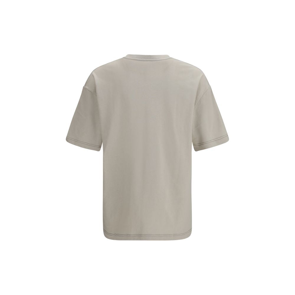 T-Shirt by Lemaire for men in linen & cotton beige showcases a chic silhouette, artfully detailed with a chic crew neckline and for a chic finish.
