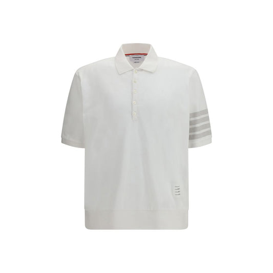 Polo Shirt by Thom Browne for men in cotton white, signature & striped presents a distinguished silhouette, showcasing a sophisticated and distinguished for a truly distinguished finish.