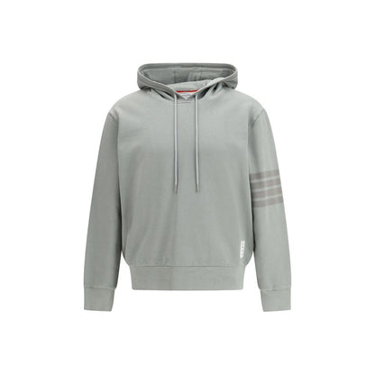 Sweatshirt Hoodie by Thom Browne for men in cotton gray, signature & striped features a slouchy chic silhouette, detailed with a slouchy chic and a signature hooded neckline for an elevated aesthetic.