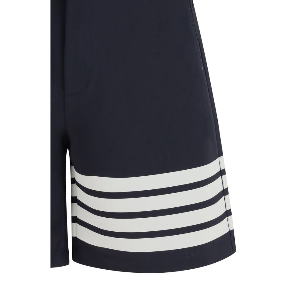 Bermuda Shorts by Thom Browne for men in stretch polyamide & viscose blue presents a contemporary silhouette, showcasing a contemporary regular-fit with a refined short and elegant .